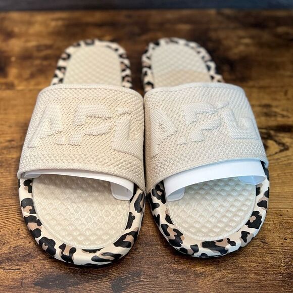 APL Big Logo  Parchment:Leopard Slide Sandals, Size 11. New in Box! - Picture 3 of 16